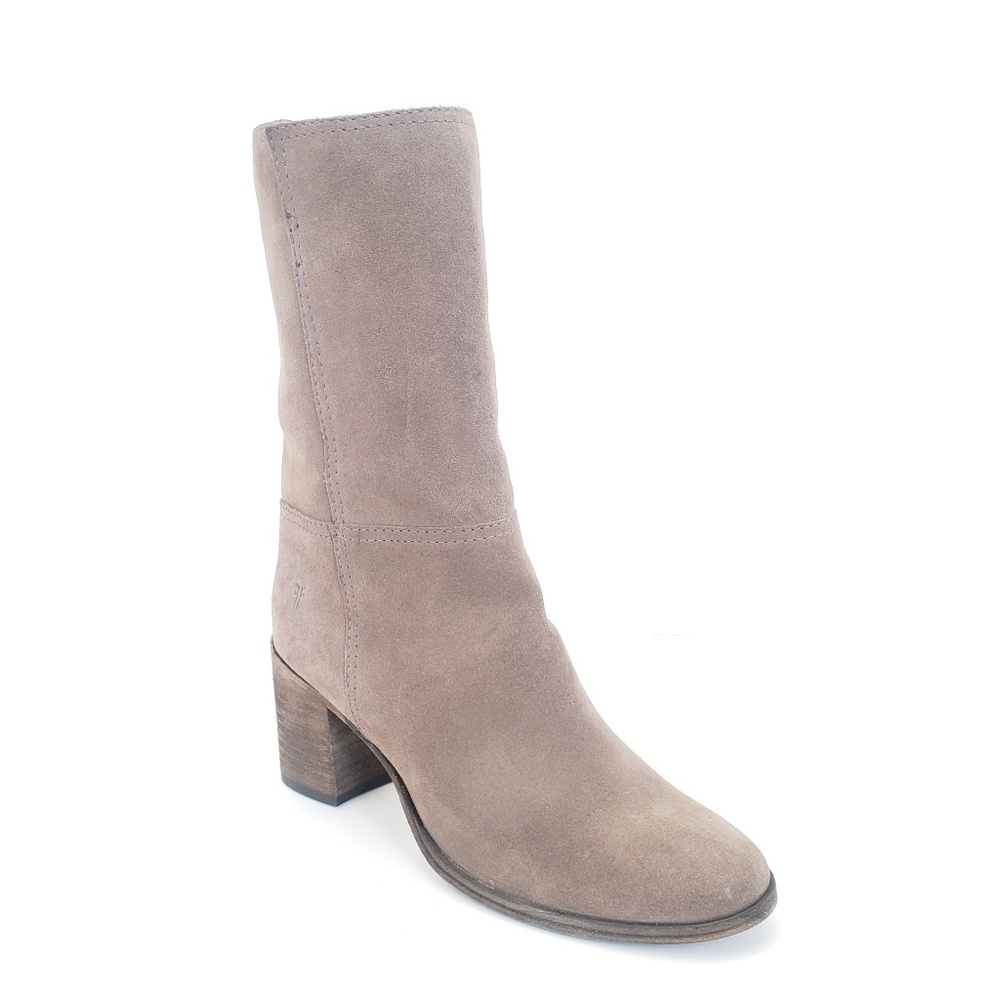 Frye Mid Calf Pull On Tan Suede Leather Boots - Picture 5 of 8